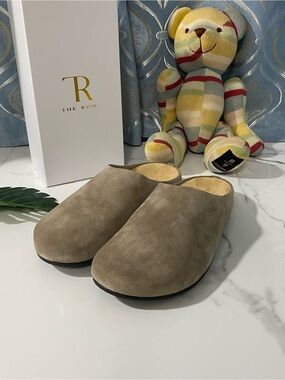 The Row Men’s Taupe Suede Slip-On Mules